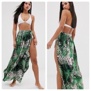 ASOS maxi beach sarong animal palm print L